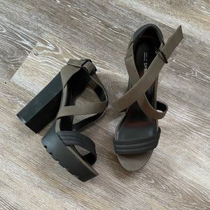 Front cross leather platform heels